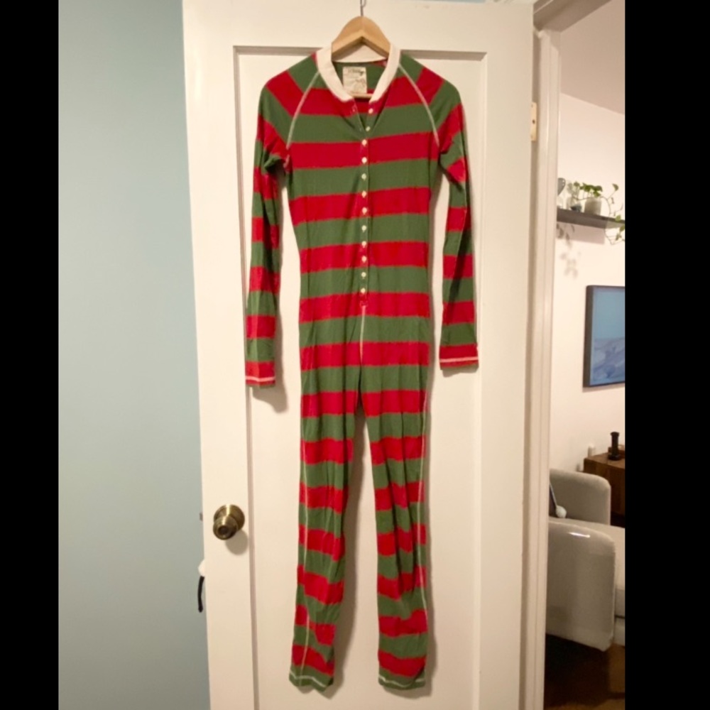 J Crew Red and Green Stripe Onesie size s/xs